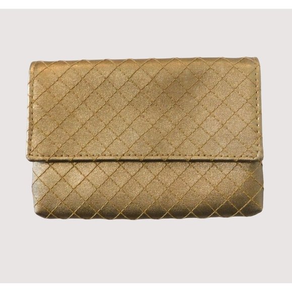 Estee Lauder Set of 2 Makeup Bag 7.5" Small Clutch 5.5" Gold Stitched Design Zip - Picture 4 of 8